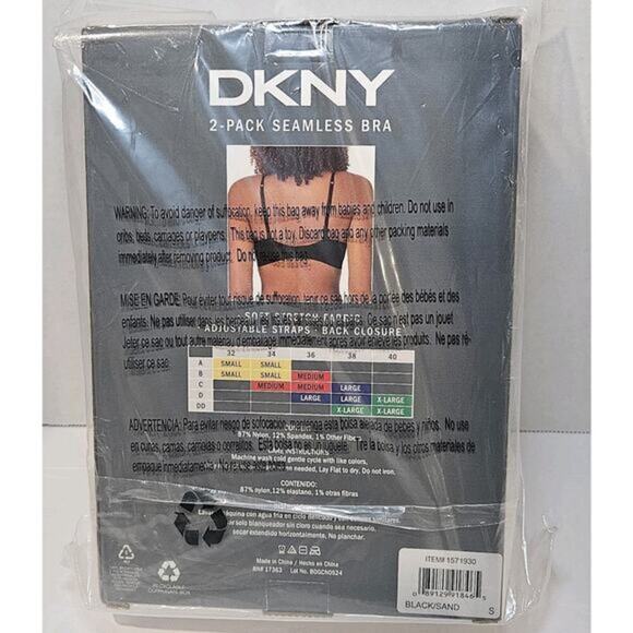 DKNY Seamless Bra 2-Pack Black/Sand Soft stretch/Adjustable / Size Small - Picture 3 of 4